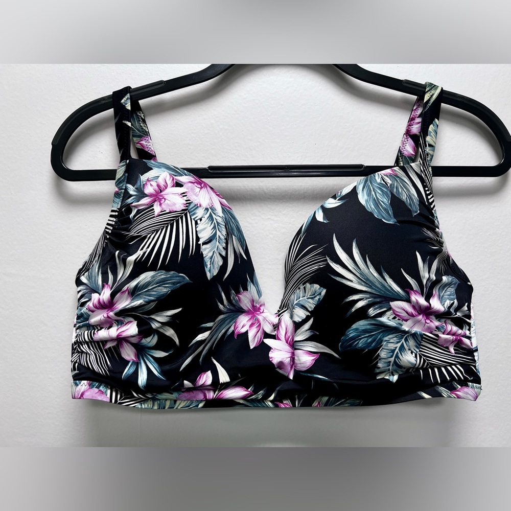 Shade & Shore Floral Print Women's Swimsuit Bra-like Top 38D Bikini Beach